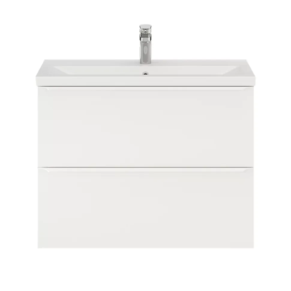 Meuble sous vasque suspendu faible profondeur blanc mat l.80 x H.60 x P.36 cm, GoodHome Imandra