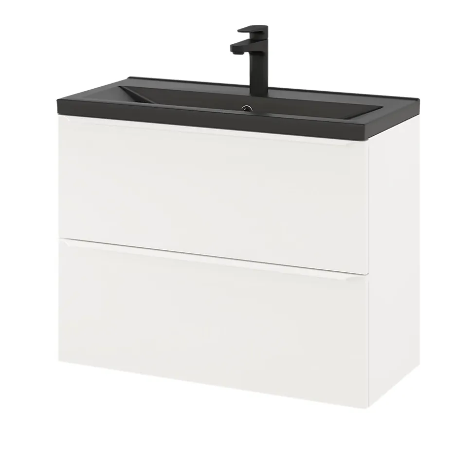 Meuble sous vasque suspendu faible profondeur blanc mat l.80 x H.60 x P.36 cm, GoodHome Imandra