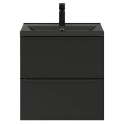 Meuble sous vasque suspendu faible profondeur noir mat l.60 x H.60 x P.36 cm, GoodHome Imandra