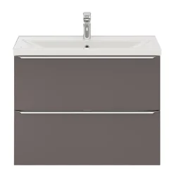 Meuble sous vasque suspendu faible profondeur gris taupe brillant l.80 x H.60 x P.36 cm, GoodHome Imandra