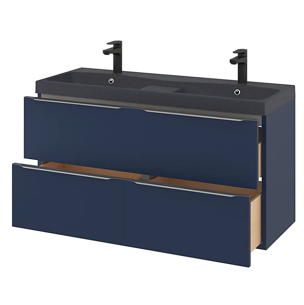 Meuble sous vasque suspendu bleu nuit mat l.120 x H.60 x P.45 cm, GoodHome Imandra