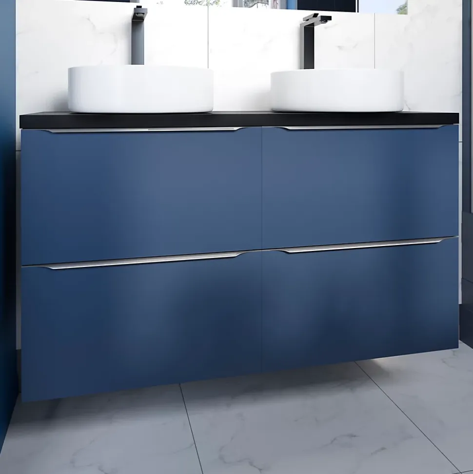 Meuble sous vasque suspendu bleu nuit mat l.120 x H.60 x P.45 cm, GoodHome Imandra