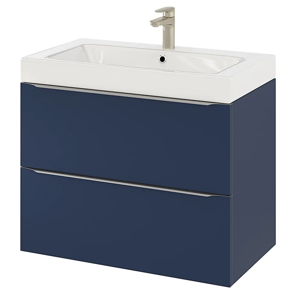 Meuble sous vasque suspendu bleu nuit mat l.80 x H.60 x P.45 cm, GoodHome Imandra