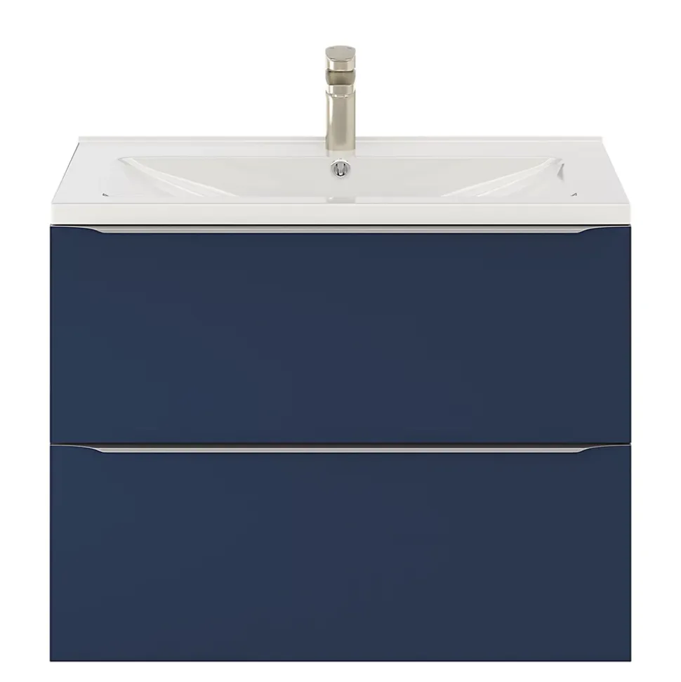 Meuble sous vasque suspendu bleu nuit mat l.80 x H.60 x P.45 cm, GoodHome Imandra
