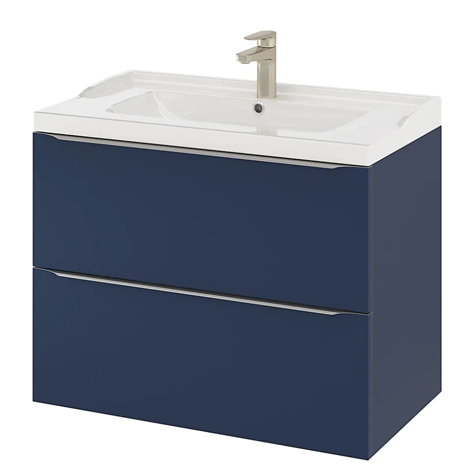 Meuble sous vasque suspendu bleu nuit mat l.80 x H.60 x P.45 cm, GoodHome Imandra