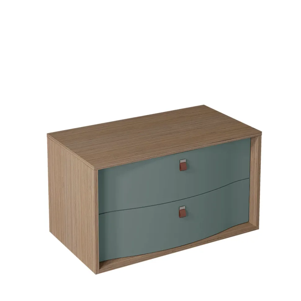 Meuble sous vasque suspendu vert toundra mat 2 tiroirs l.90 x H.50 x P.50 cm, Decotec Havana
