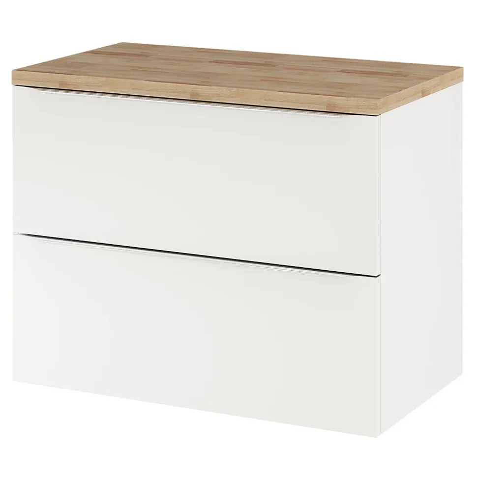 Meuble sous vasque suspendu blanc brillant l.80 x H.60 x P.45 cm, GoodHome Imandra