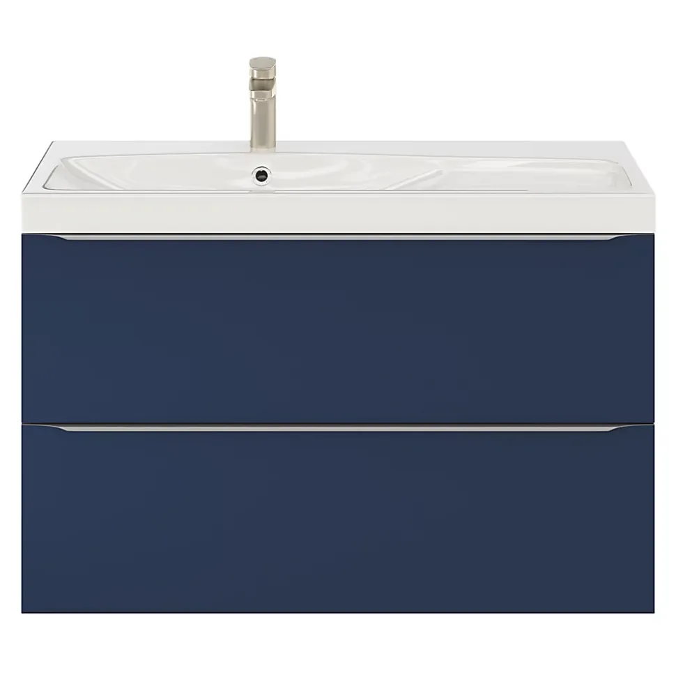 Meuble sous vasque suspendu bleu nuit mat l.100 x H.60 x P.45 cm, GoodHome Imandra