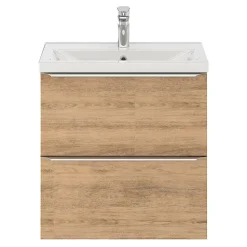 Meuble sous vasque suspendu faible profondeur effet chêne l.60 x H.60 x P.36 cm, GoodHome Imandra