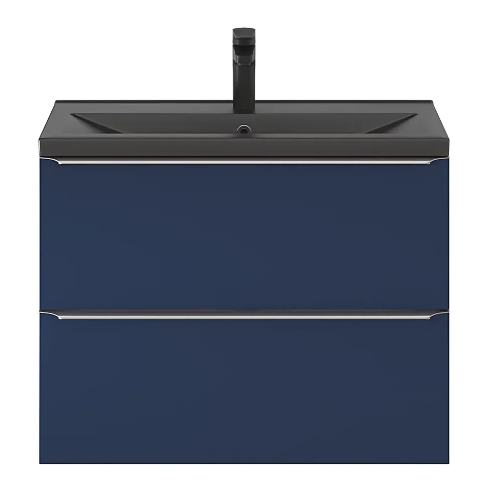 Meuble sous vasque suspendu faible profondeur bleu nuit mat l.80 x H.60 x P.36 cm, GoodHome Imandra