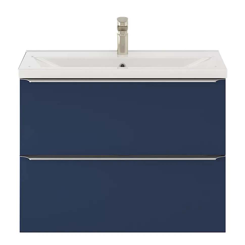 Meuble sous vasque suspendu faible profondeur bleu nuit mat l.80 x H.60 x P.36 cm, GoodHome Imandra