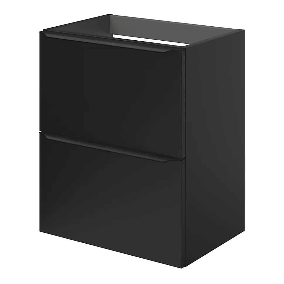 Meuble sous vasque suspendu faible profondeur noir mat l.50 x H.60 x P.36 cm, GoodHome Imandra