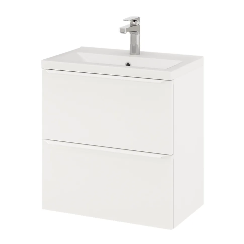 Meuble sous vasque suspendu faible profondeur blanc mat l.60 x H.60 x P.36 cm, GoodHome Imandra