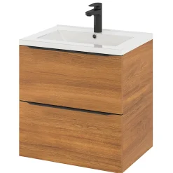 Meuble sous vasque suspendu effet noyer l.60 x H.60 x P.45 cm, GoodHome Imandra