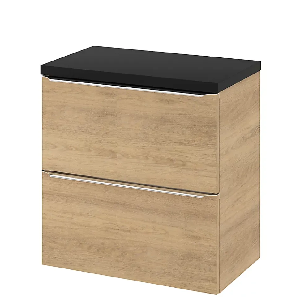 Meuble sous vasque suspendu effet chêne l.60 x H.60 x P.45 cm, GoodHome Imandra