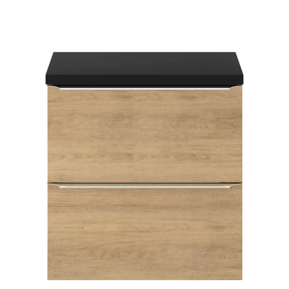 Meuble sous vasque suspendu effet chêne l.60 x H.60 x P.45 cm, GoodHome Imandra