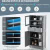 Meuble sur Pied de Salle de Bain 2 Tiroirs 1 Cabinet Clôture avec Etageere Ajustable Compartiment a Porte en Verre Trempe