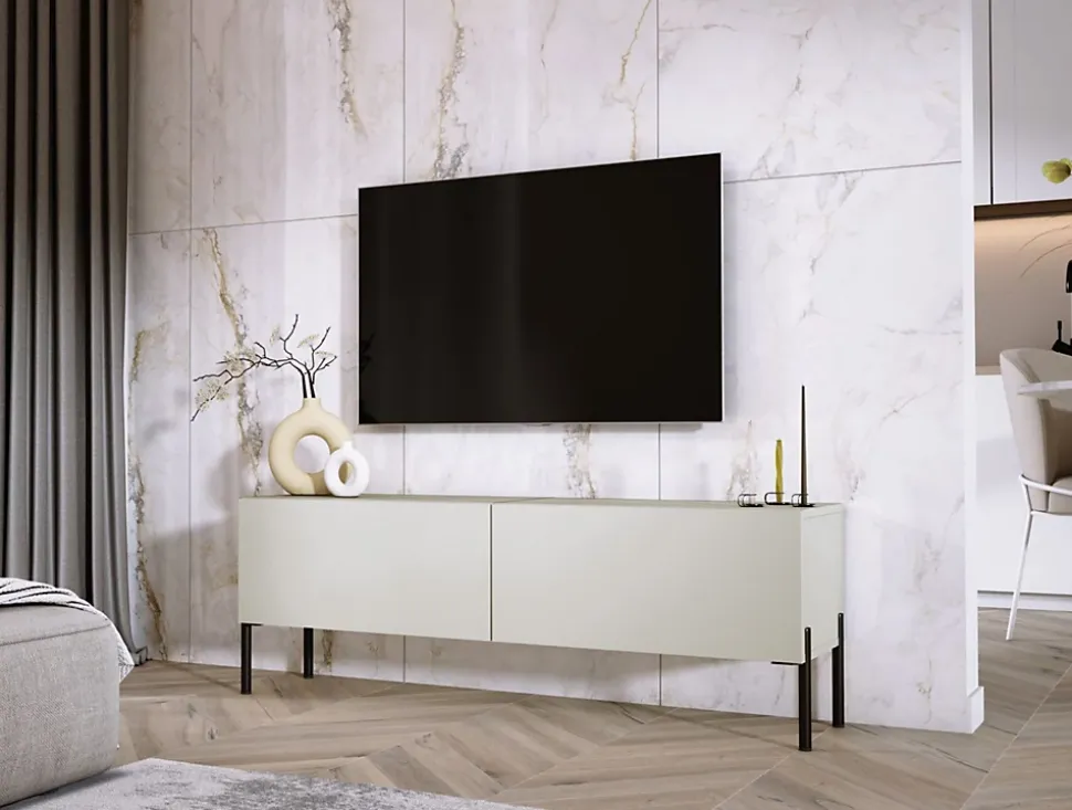 Meuble TV : Cachemire, Pieds Noir, 140 X 52 X 32 Cm