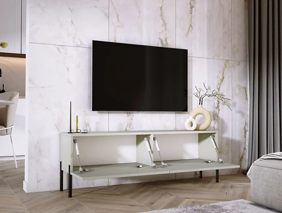 Meuble TV : Cachemire, Pieds Noir, 140 X 52 X 32 Cm