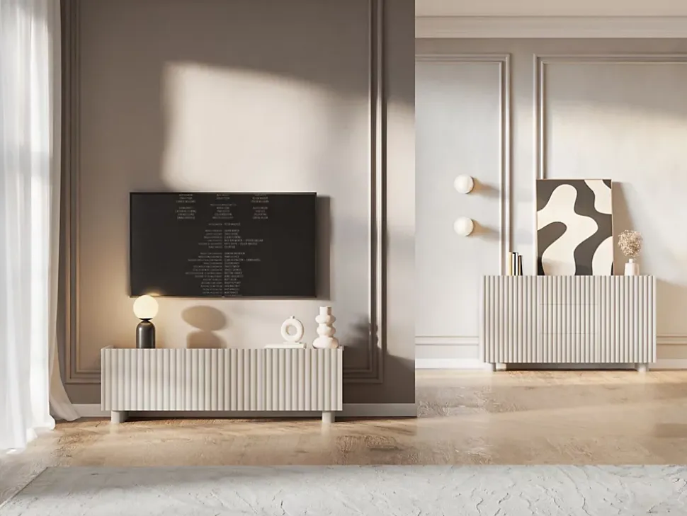 Meuble TV 144 cm 3 portes grege FIORRA