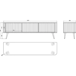 Meuble TV 163 cm 3 portes grège doré OVARLO