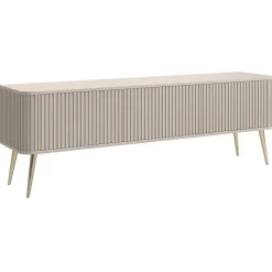 Meuble TV 163 cm 3 portes grège doré OVARLO