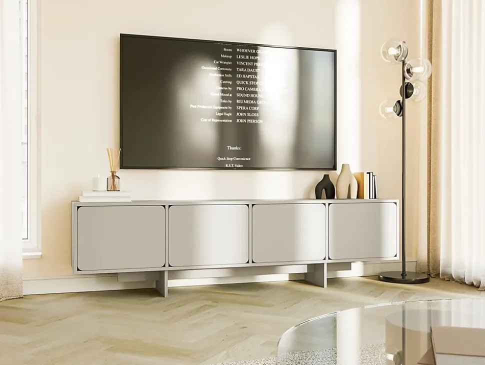 Meuble TV 200 cm 4 portes grège WUWU