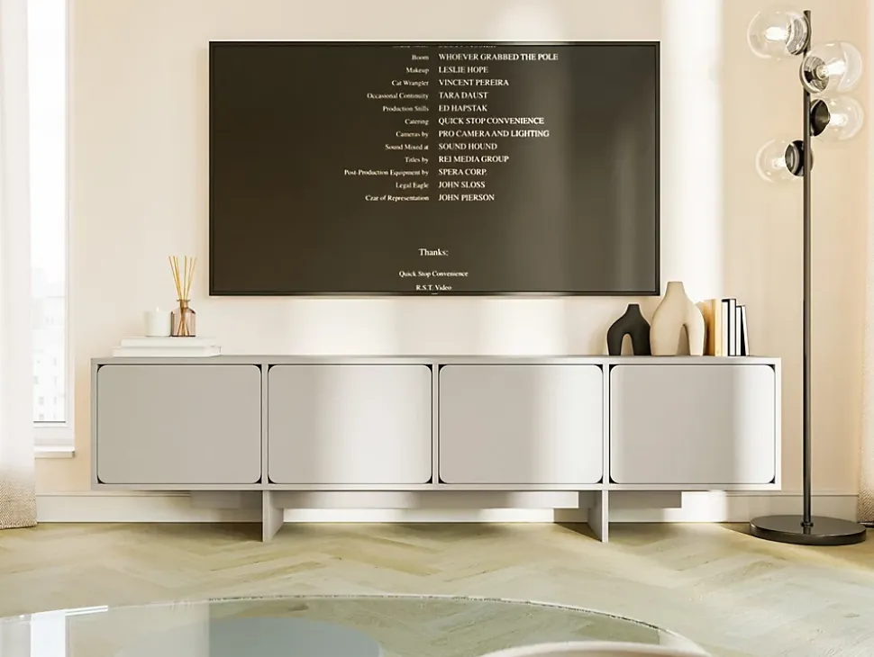 Meuble TV 200 cm 4 portes grège WUWU