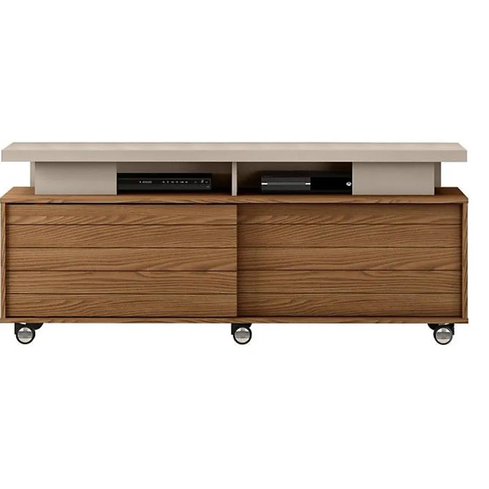 Meuble TV 150 cm 60 Pouces Chêne et Taupe - L 150 x l 38.5 x H 61.7 cm