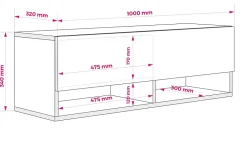 Meuble TV 100 cm Anthracite, 100 x 32 x 34 cm
