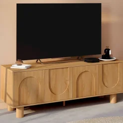 Meuble TV 140 cm ARCHIE 4 portes design arche effet bois