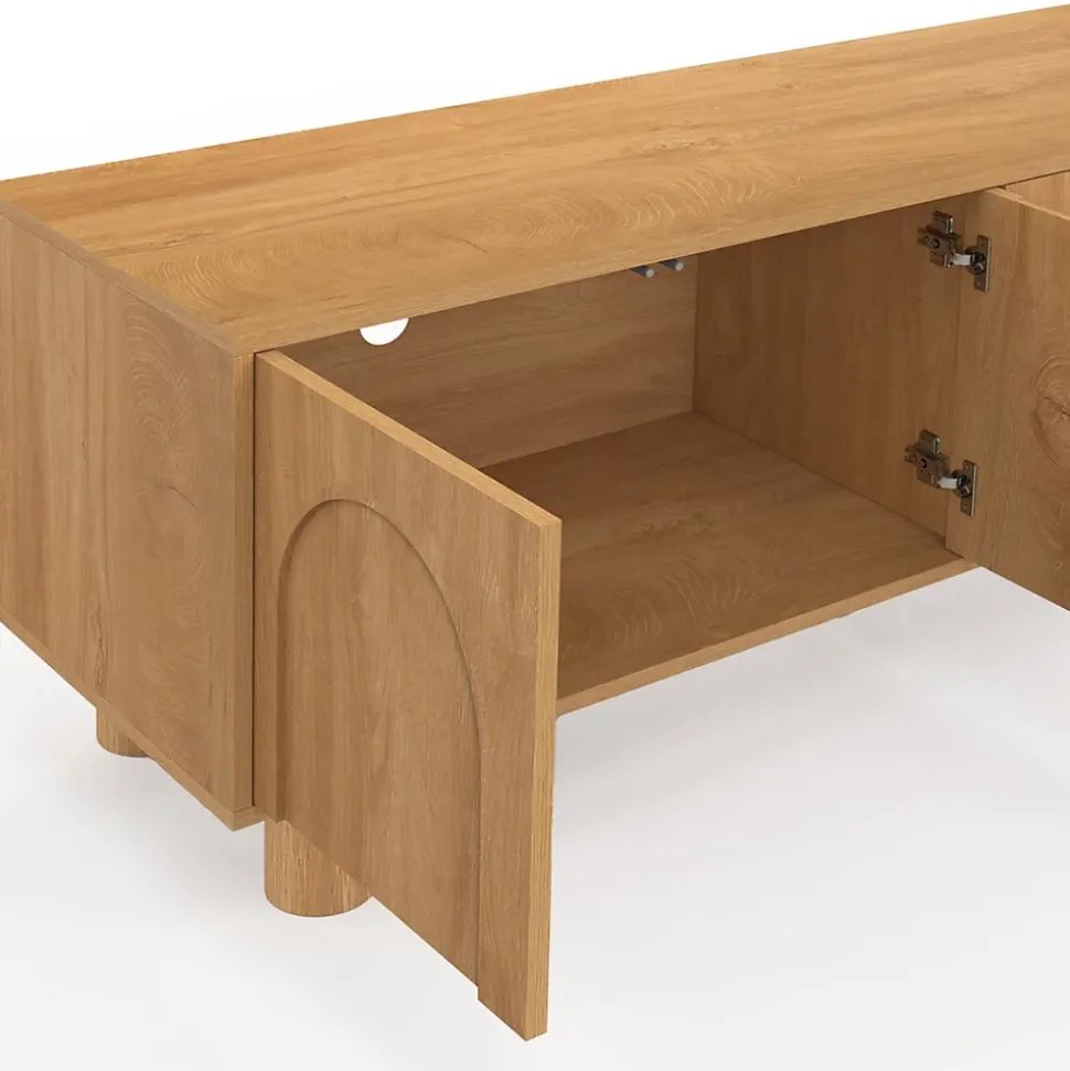 Meuble TV 140 cm ARCHIE 4 portes design arche effet bois