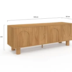 Meuble TV 140 cm ARCHIE 4 portes design arche effet bois