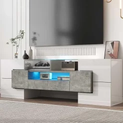 Meuble TV 170 cm avec design bois et noir, tiroirs, fonction de rangement, style élégant et moderne