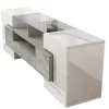 Meuble TV 145 cm blanc brillant, surface en verre LED, Blackcolors