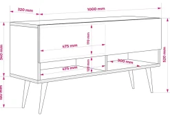 Meuble TV 100 cm Blanc Mat, 100 x 32 x 34 cm