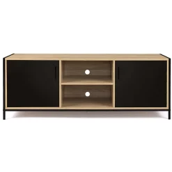 Meuble TV 140 cm BOSTON 2 portes noires design industriel