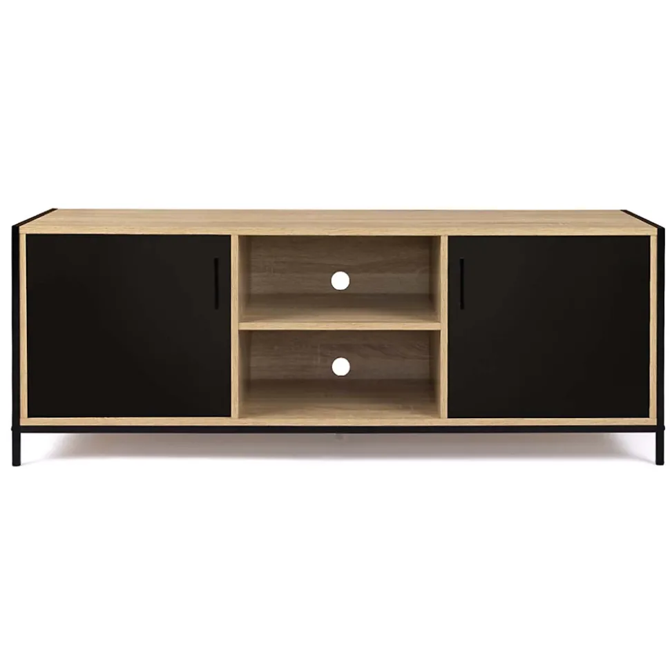 Meuble TV 140 cm BOSTON 2 portes noires design industriel