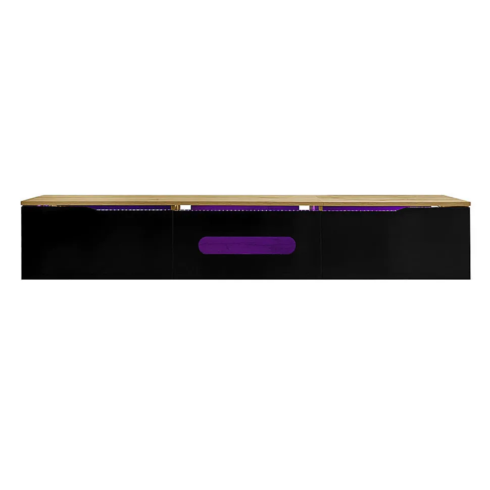 Meuble TV 180 cm brillant éclairage LED RGB 16 couleurs option fixation murale