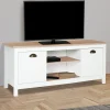 Meuble TV 113 cm campagne ISIS bois et blanc