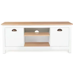 Meuble TV 113 cm campagne ISIS bois et blanc