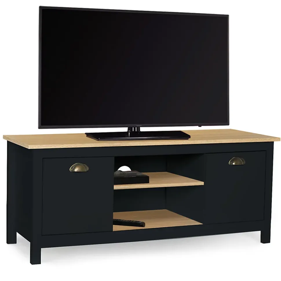 Meuble TV 113 cm campagne ISIS bois et noir