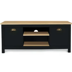 Meuble TV 113 cm campagne ISIS bois et noir