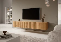Meuble TV 175 cm chêne artisanal Telire