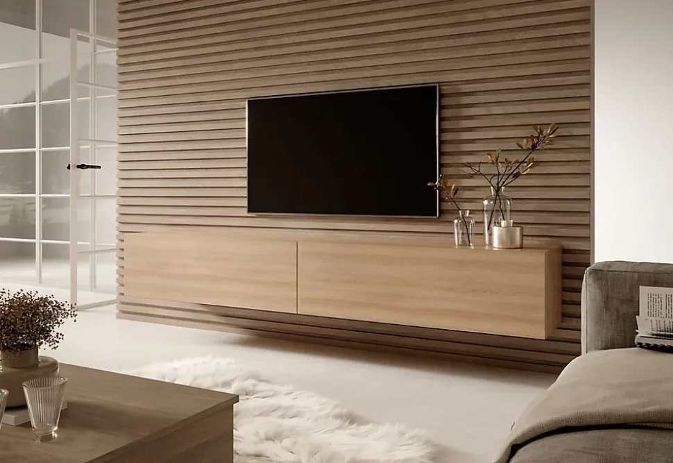 Meuble TV 200 cm chêne Linberg Bisira