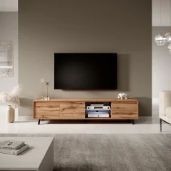 Meuble TV 175 cm chêne Wotan avec LED GALHAD