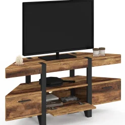 Meuble TV 110 cm d'angle AUSTRIA bois pied épingle avec tiroirs
