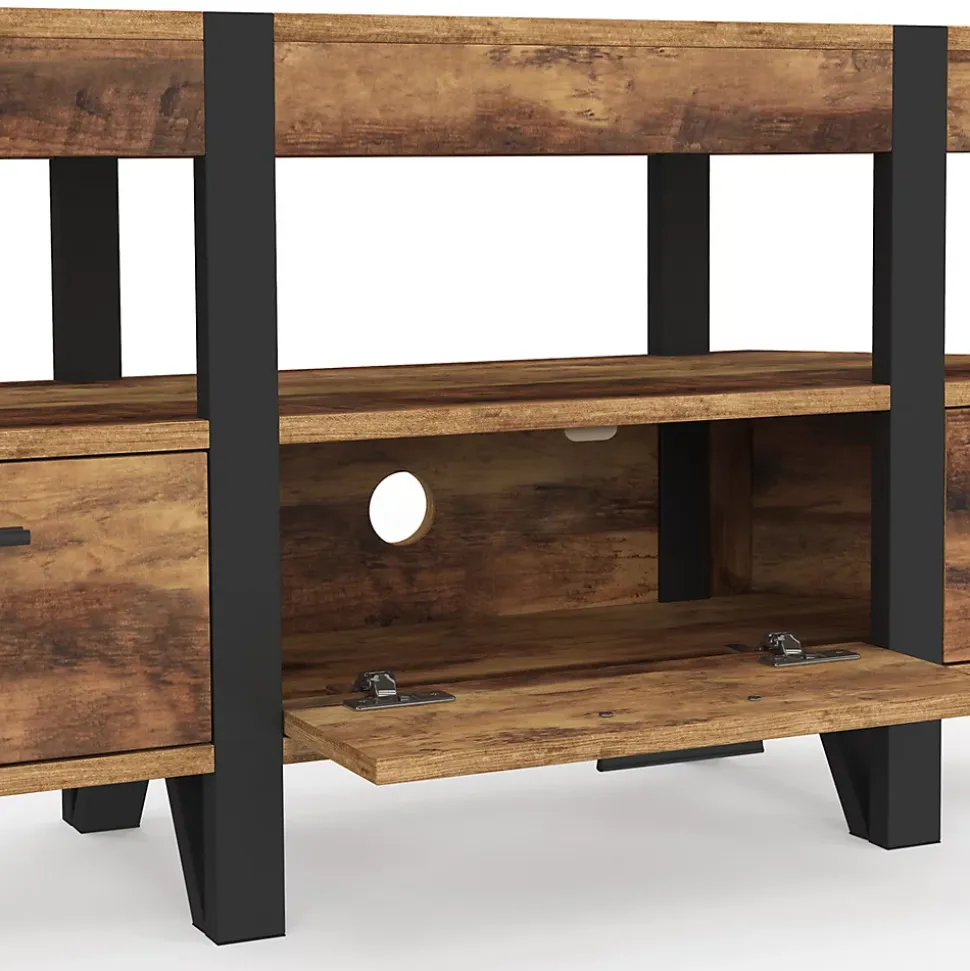 Meuble TV 110 cm d'angle AUSTRIA bois pied épingle avec tiroirs