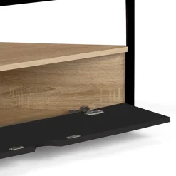 Meuble TV 100 cm d'angle BOSTON avec placard noir design industriel