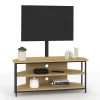 Meuble TV 100 cm d'angle DETROIT avec étagères et support TV réglable de 32 à 70 pouces design industriel